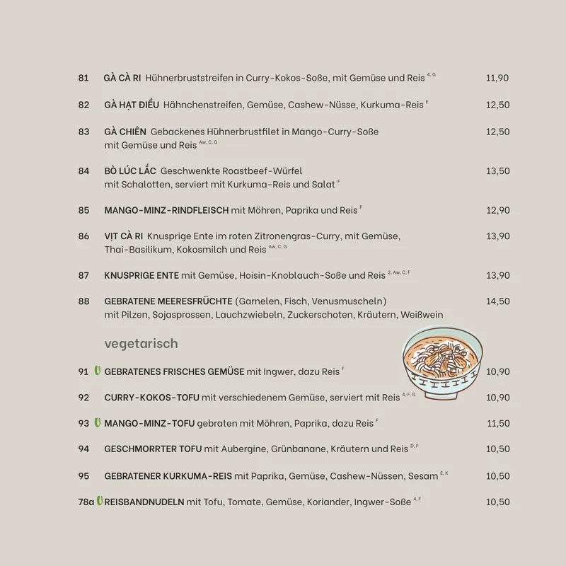Speisekarte CÔDÔ Albertplatz, Seite 7: Hauptgerichte vegetarisch