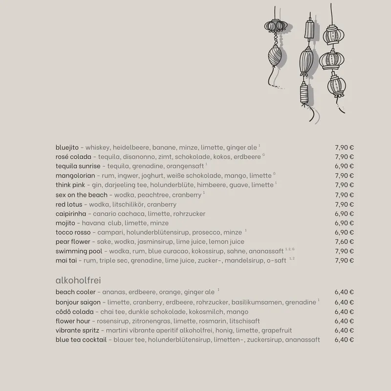 Speisekarte CÔDÔ Albertplatz, Seite 15: Alkoholfreie Cocktails