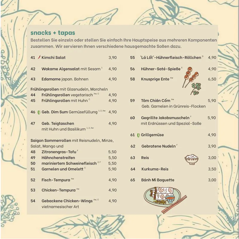 Speisekarte CÔDÔ Schauburg, Seite 5: Snacks & Tapas, Bánh mì Baguette