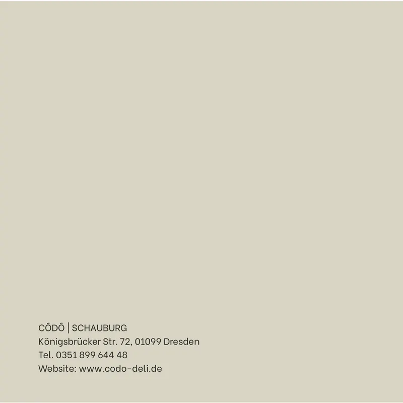 Speisekarte CÔDÔ Schauburg, Seite 16: Rückseite: Adresse und Telefon CÔDÔ Schauburg